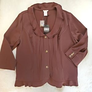 Monroe and Main Brown Ruffled jacket/top/blazer